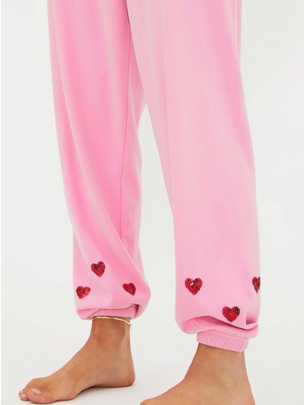 Beach Riot "Georgie" Pink Heart-Embellished Pants